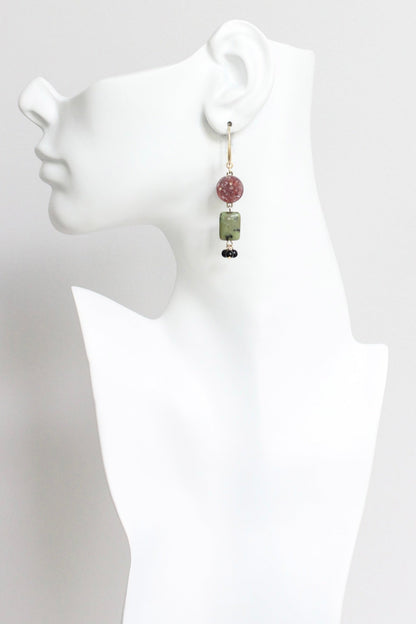 LEXE29 Purple and green cluster earrings