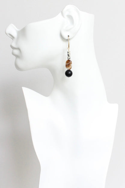 LEXE30 Dalmatian jasper and jet earrings