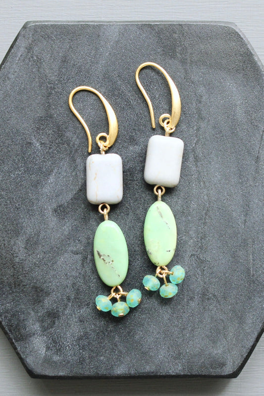 LEXE31 Green and aqua cluster earrings