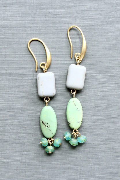 LEXE31 Green and aqua cluster earrings