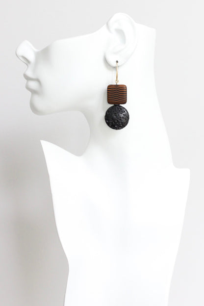 LEXE32 Striped glass and lava earrings