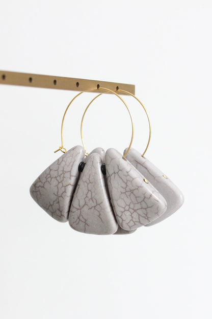 LEXE33 Gray lotus hoop earrings