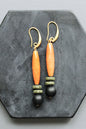 LEXE36 Carnelian jade and jet earrings