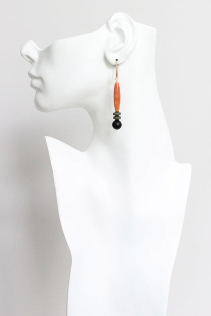 LEXE36 Carnelian jade and jet earrings