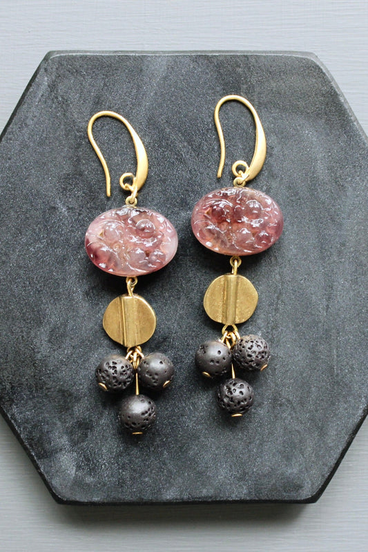 LEXE38 Purple and jet cluster earrings