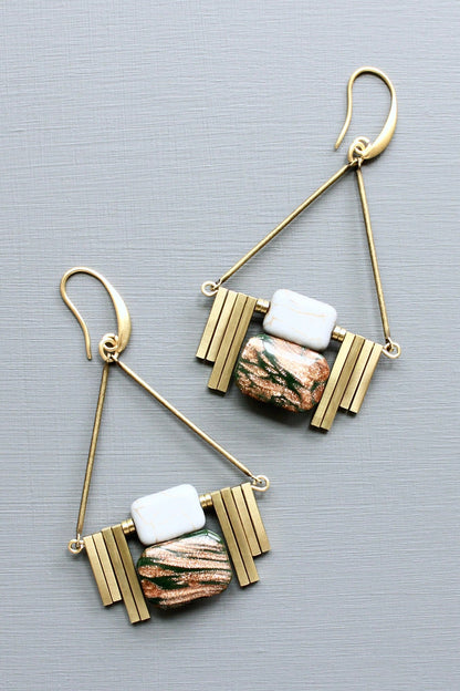 LEXE39 ArtDeco hunter green earrings