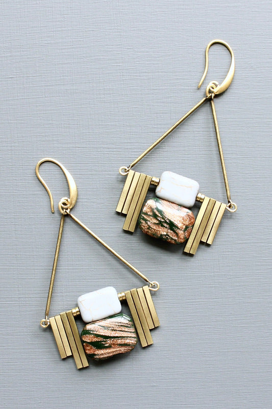 LEXE39 ArtDeco hunter green earrings