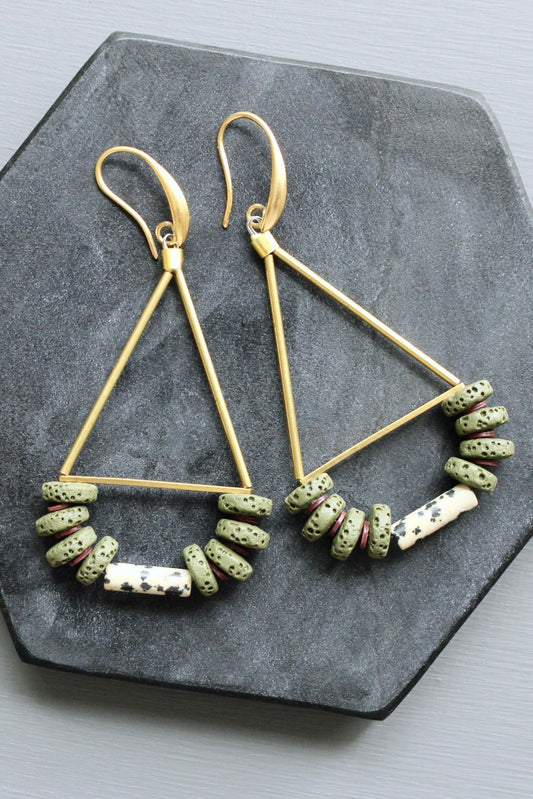 LEXE40 Moss green geometric earrings