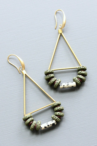 LEXE40 Moss green geometric earrings