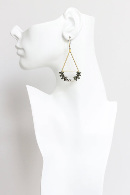 LEXE40 Moss green geometric earrings