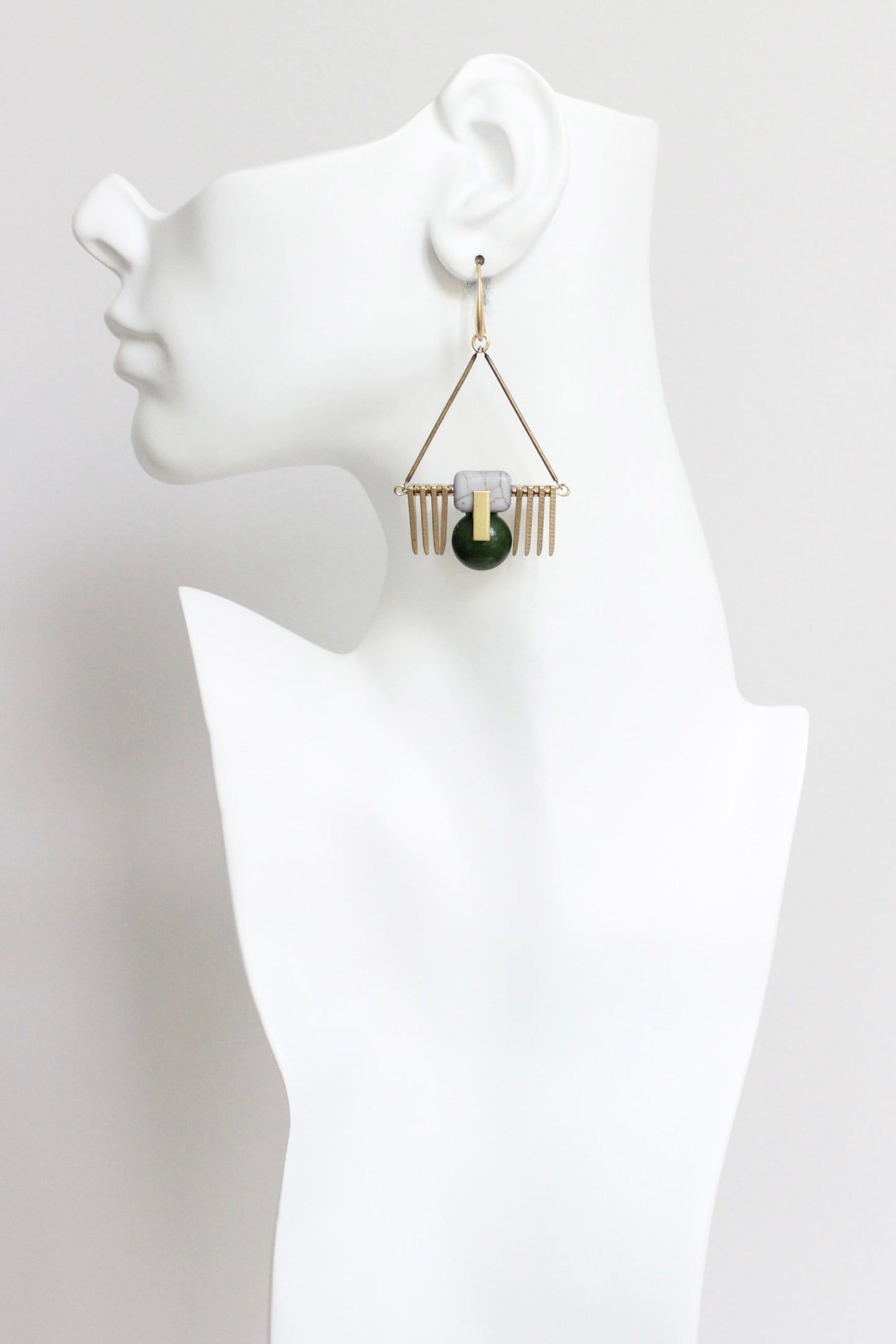 LEXE41 Hunter green and gray ArtDeco earrings