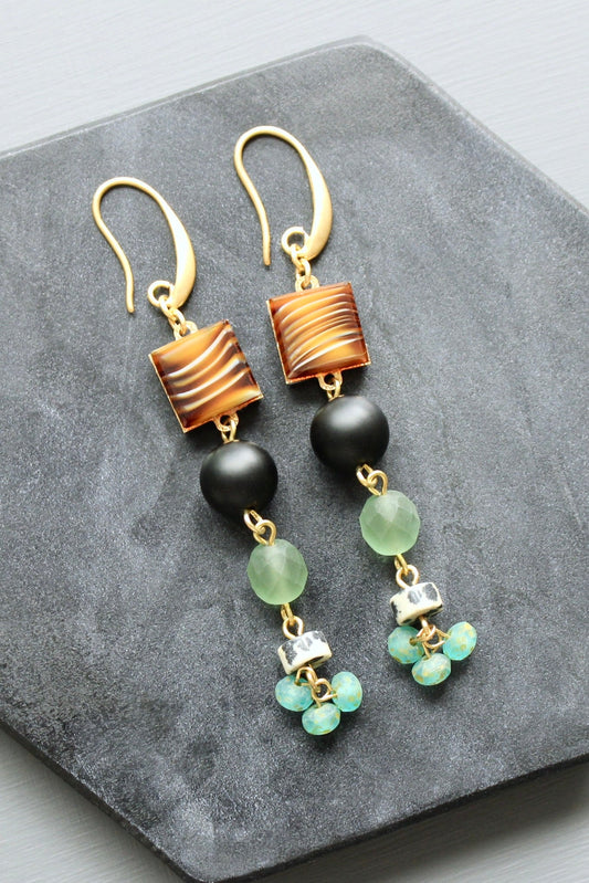 LEXE44 Vintage glass long earrings