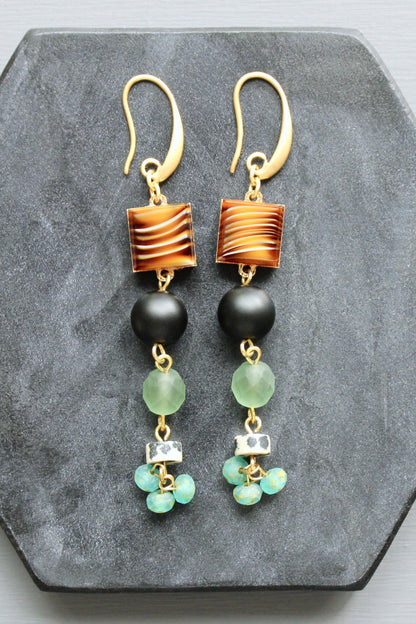 LEXE44 Vintage glass long earrings