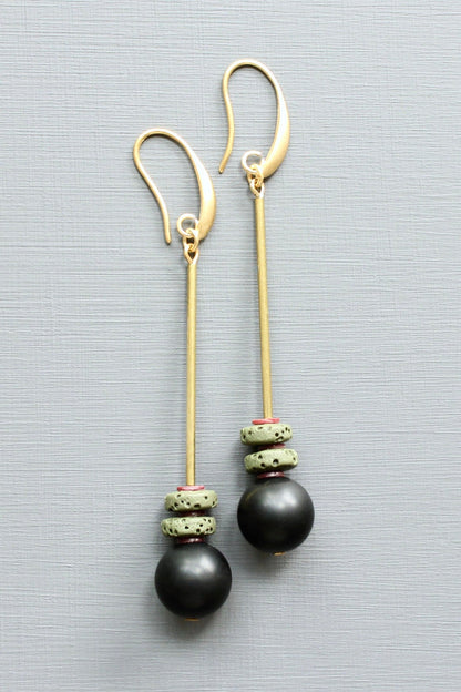 LEXE45 Black and moss geometric earrings