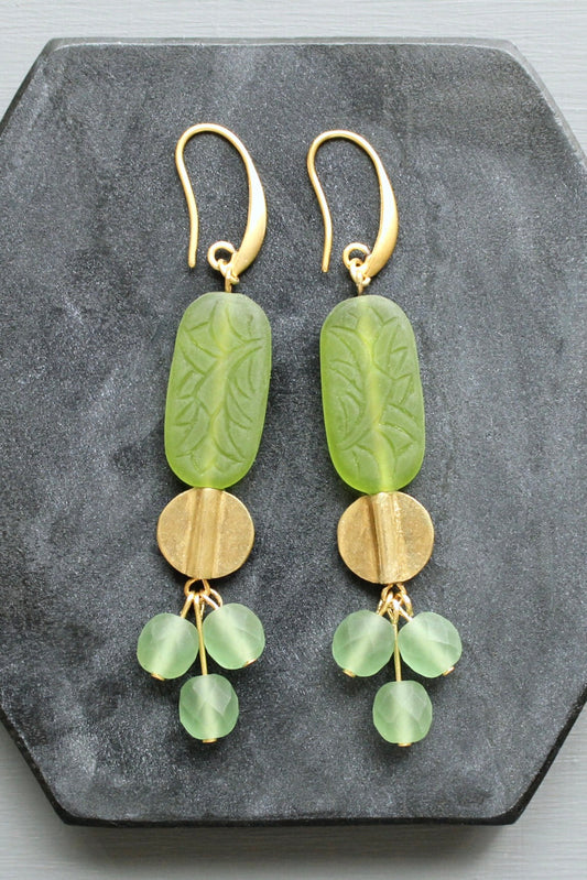 LEXE46 Lime green and seafoam cluster earrings