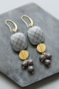 LEXE48 Jet glass and lava cluster earrings