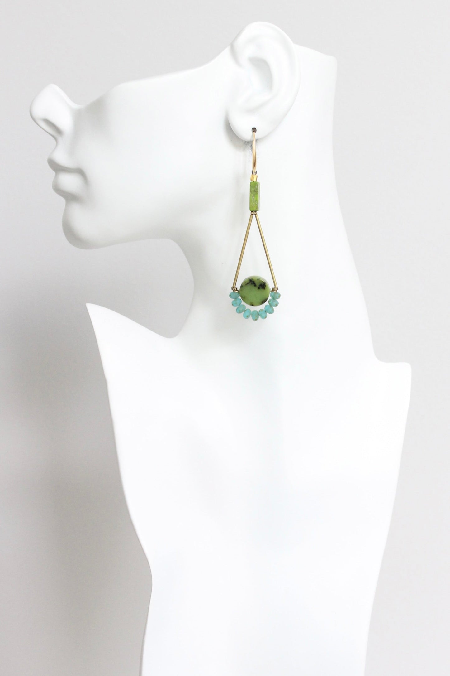 LEXE51 Green and aqua geometric earrings