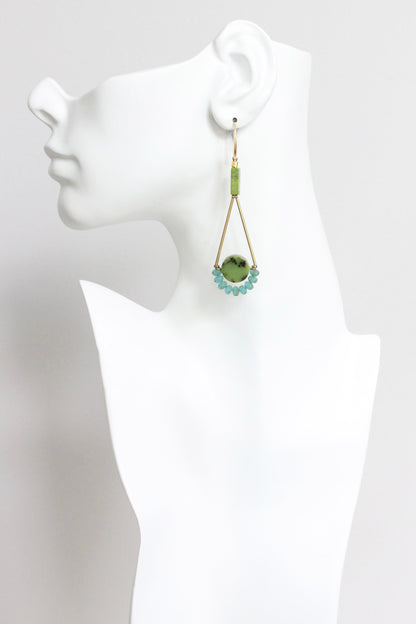 LEXE51 Green and aqua geometric earrings