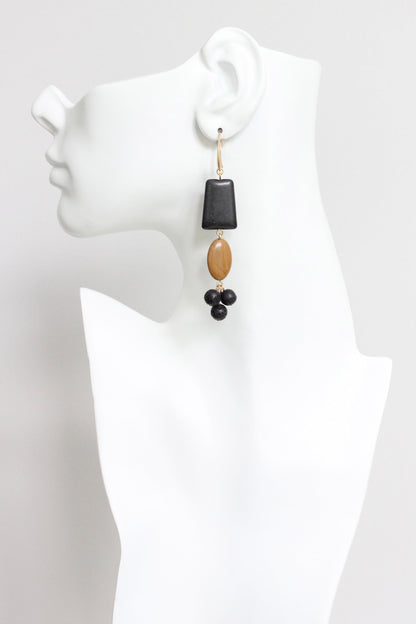 LEXE54 Jet and caramel geometric cluster earrings