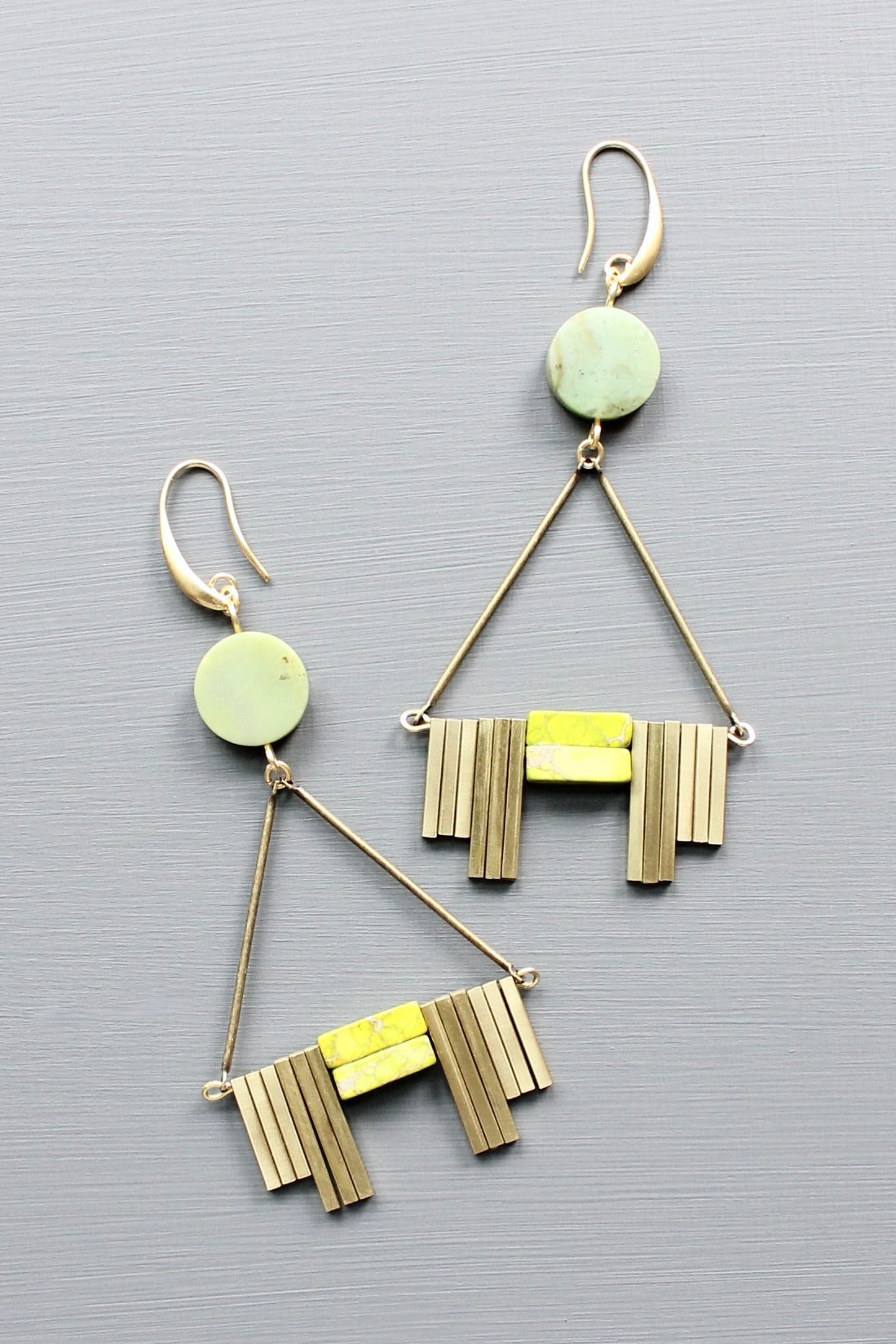 LEXE57 Green jasper ArtDeco earrings