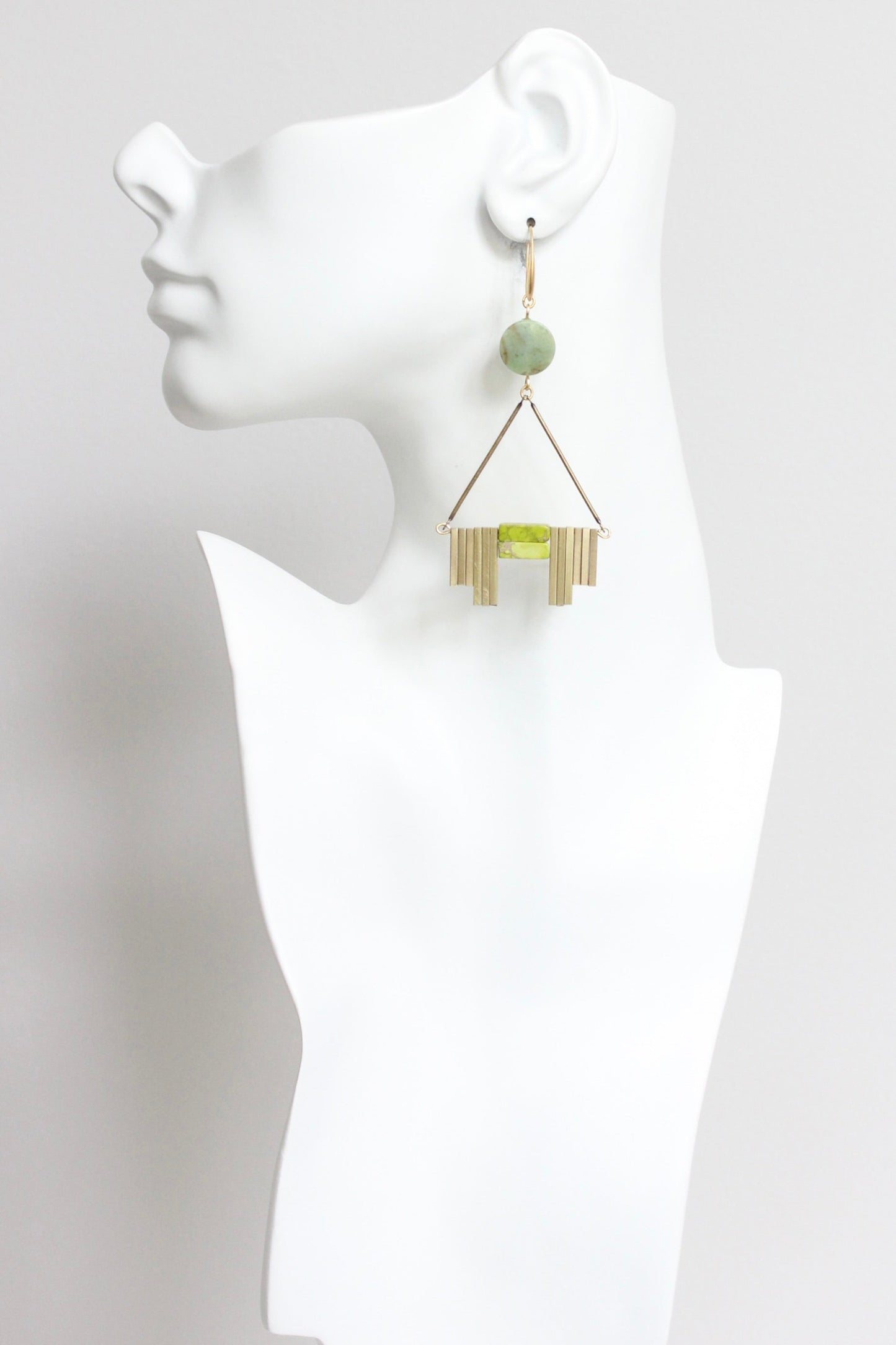 LEXE57 Green jasper ArtDeco earrings