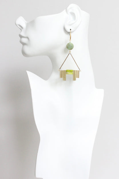 LEXE57 Green jasper ArtDeco earrings