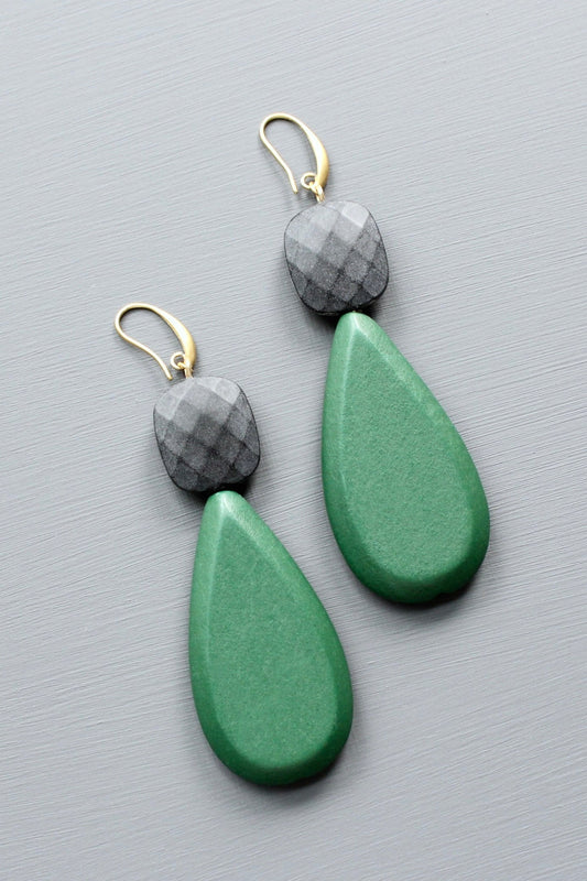 LEXE58 Hunter green and black earrings