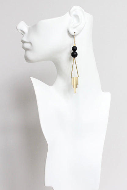 LEXE61 Jet glass geometric earrings