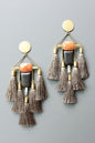 LEXE62 Carnelian jade and black shoulder duster tassel earrings