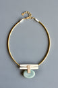 MLN114 Green jasper and brass Artdeco necklace