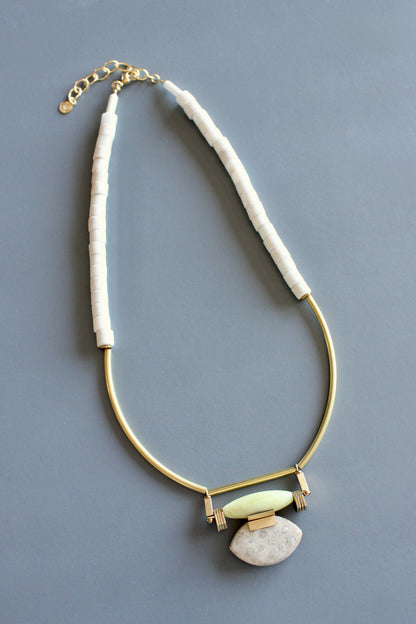 MLN119 Jade and jasper Artdeco necklace