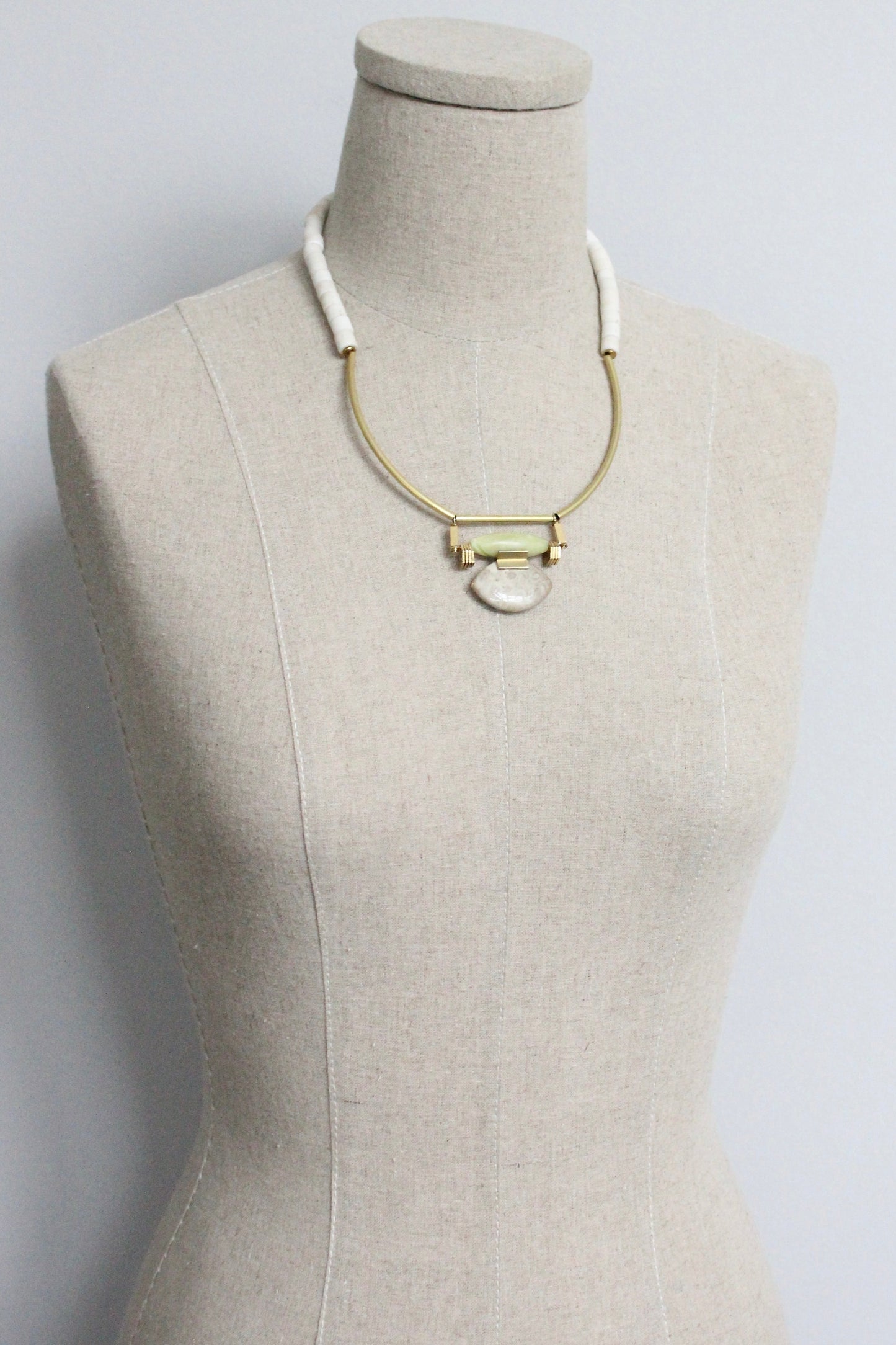 MLN119 Jade and jasper Artdeco necklace