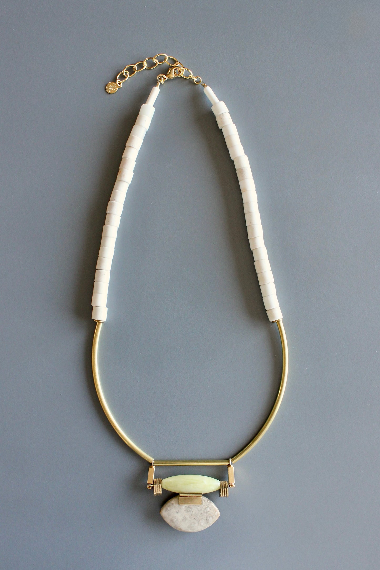 MLN119 Jade and jasper Artdeco necklace