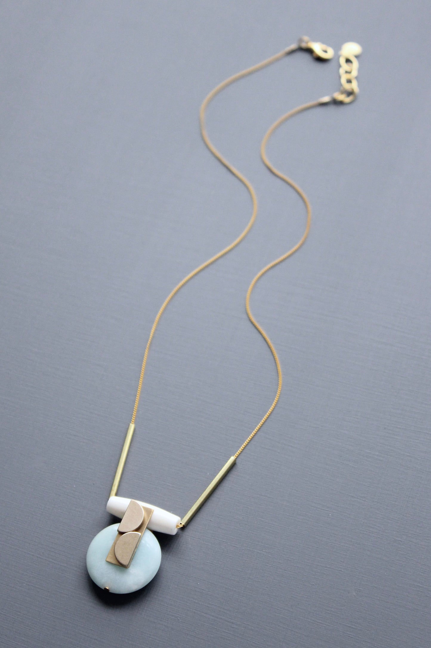 MLN120 Amazonite disc Artdeco  necklace