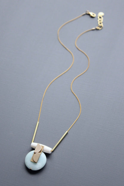 MLN120 Amazonite disc Artdeco  necklace