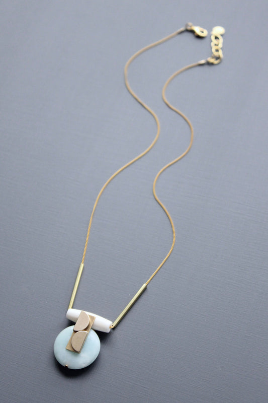 MLN120 Amazonite disc Artdeco  necklace