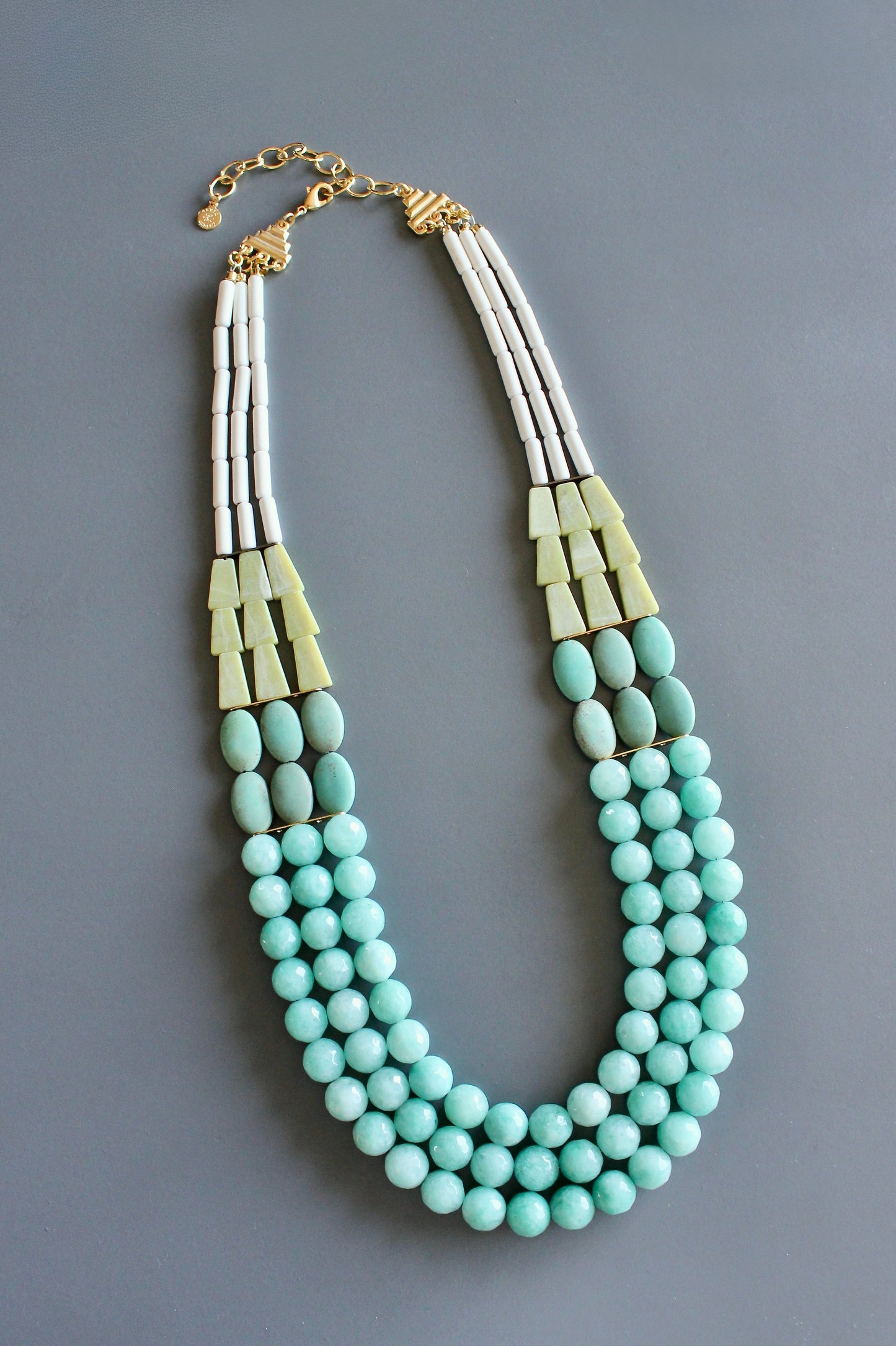 MLN122 Triple strand turquoise and amazonite  necklace