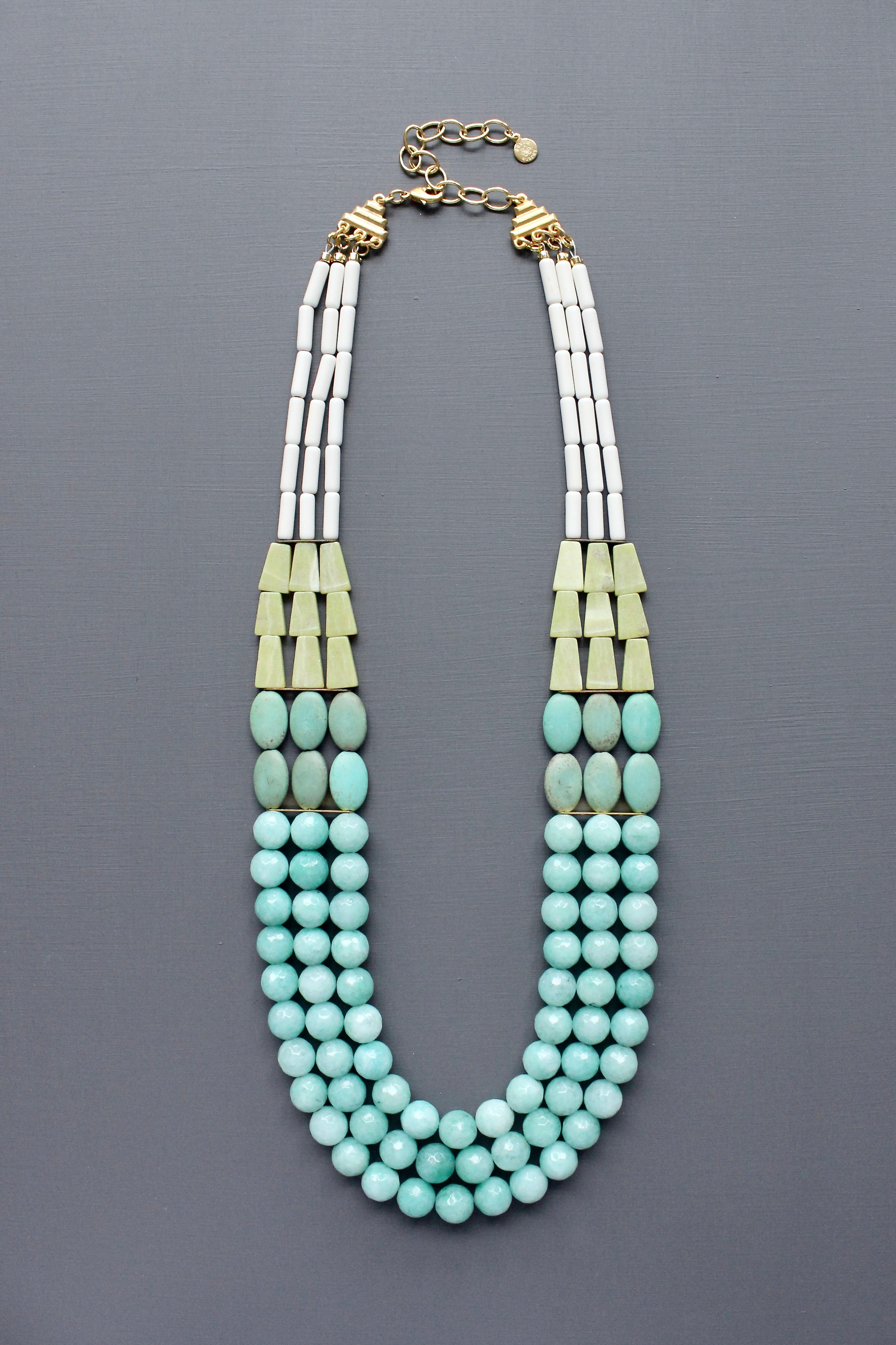 アクセサリー BLEEZE MLN122 Triple strand turquoise and amazonite necklace – david aubrey