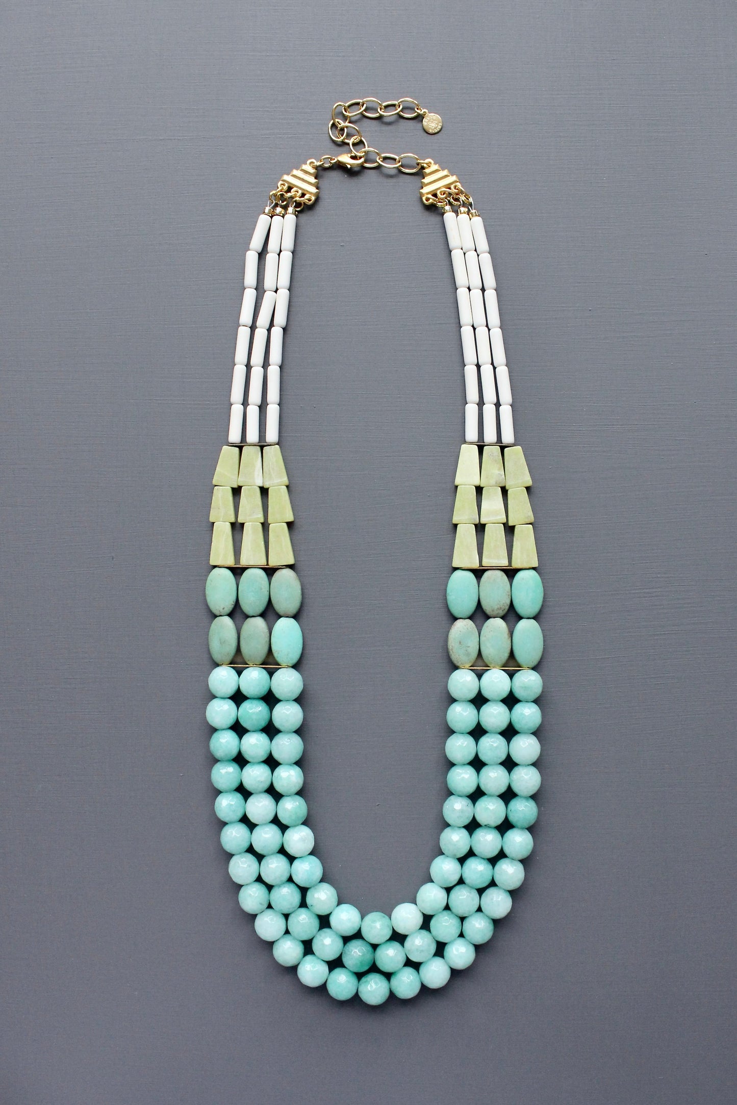 MLN122 Triple strand turquoise and amazonite  necklace
