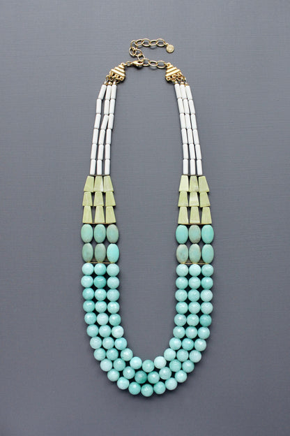 MLN122 Triple strand turquoise and amazonite  necklace