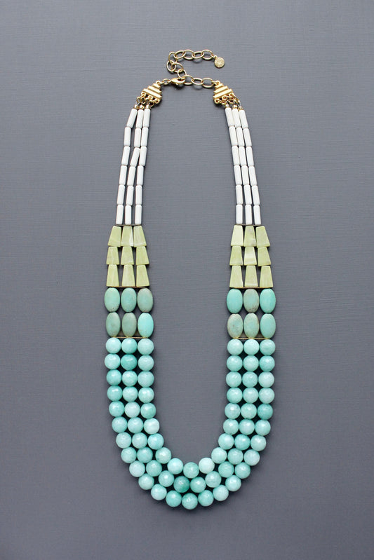 MLN122 Triple strand turquoise and amazonite  necklace