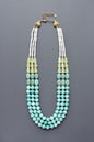 MLN122 Triple strand turquoise and amazonite  necklace