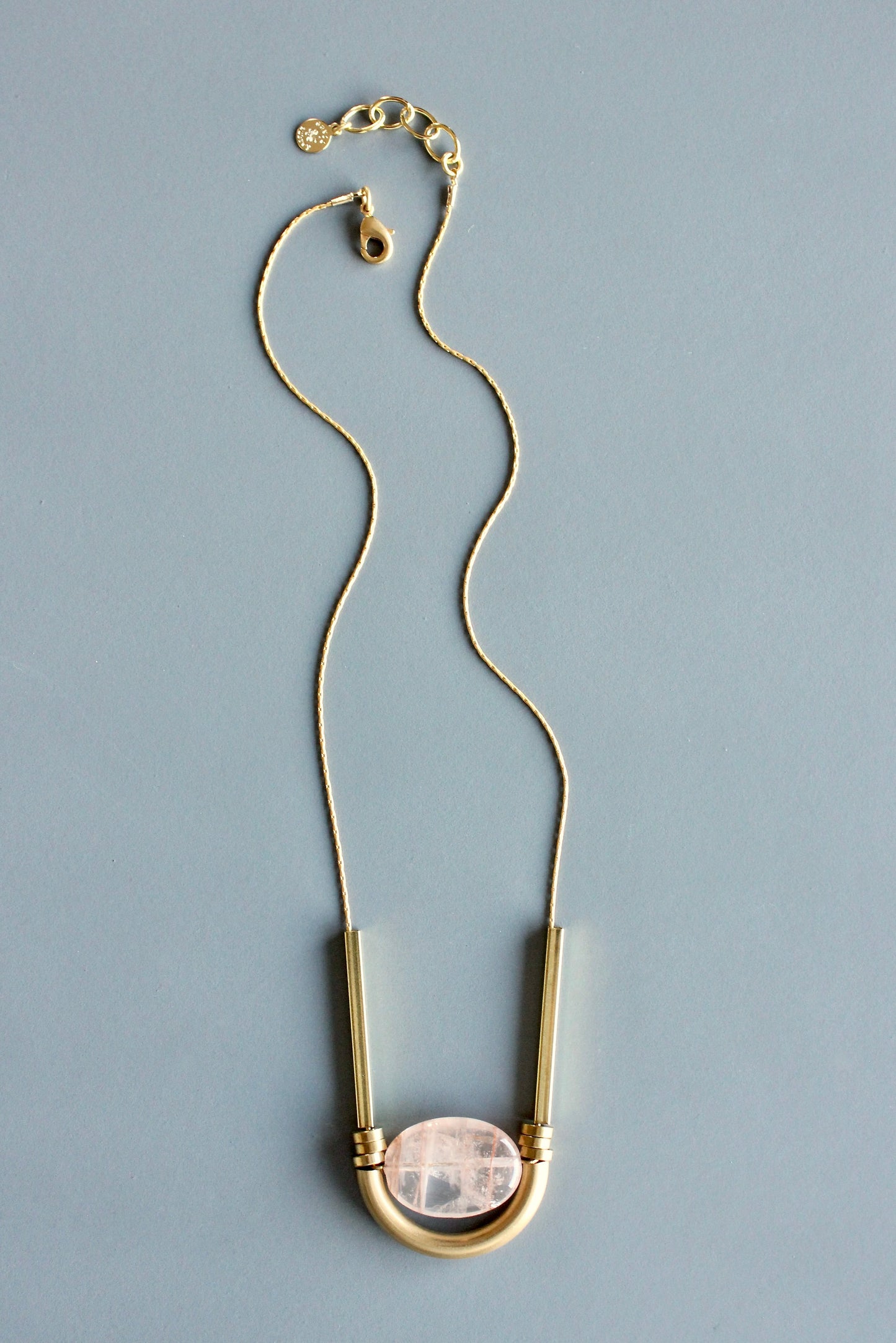 MLN217 Rose quartz geometric necklace