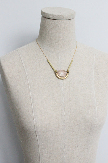 MLN217 Rose quartz geometric necklace