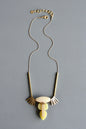 MLN218 Artdeco jade and brass necklace