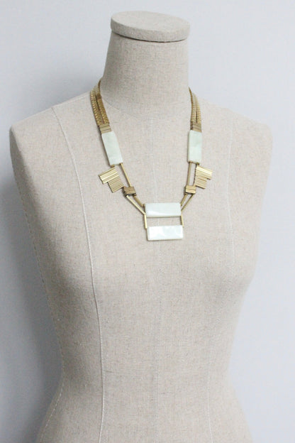 MLN221 New jade and brass Artdeco necklace