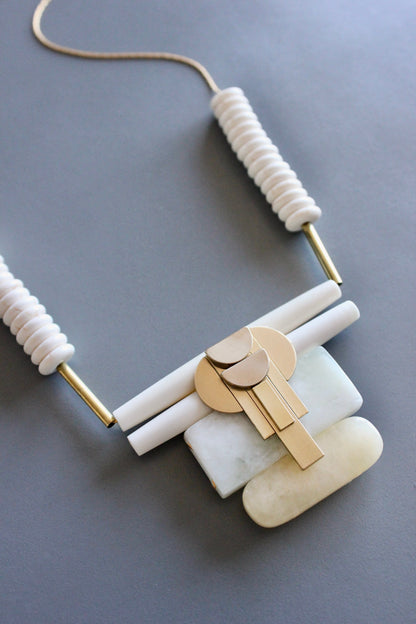 MLN222 New jade Artdeco pendant necklace