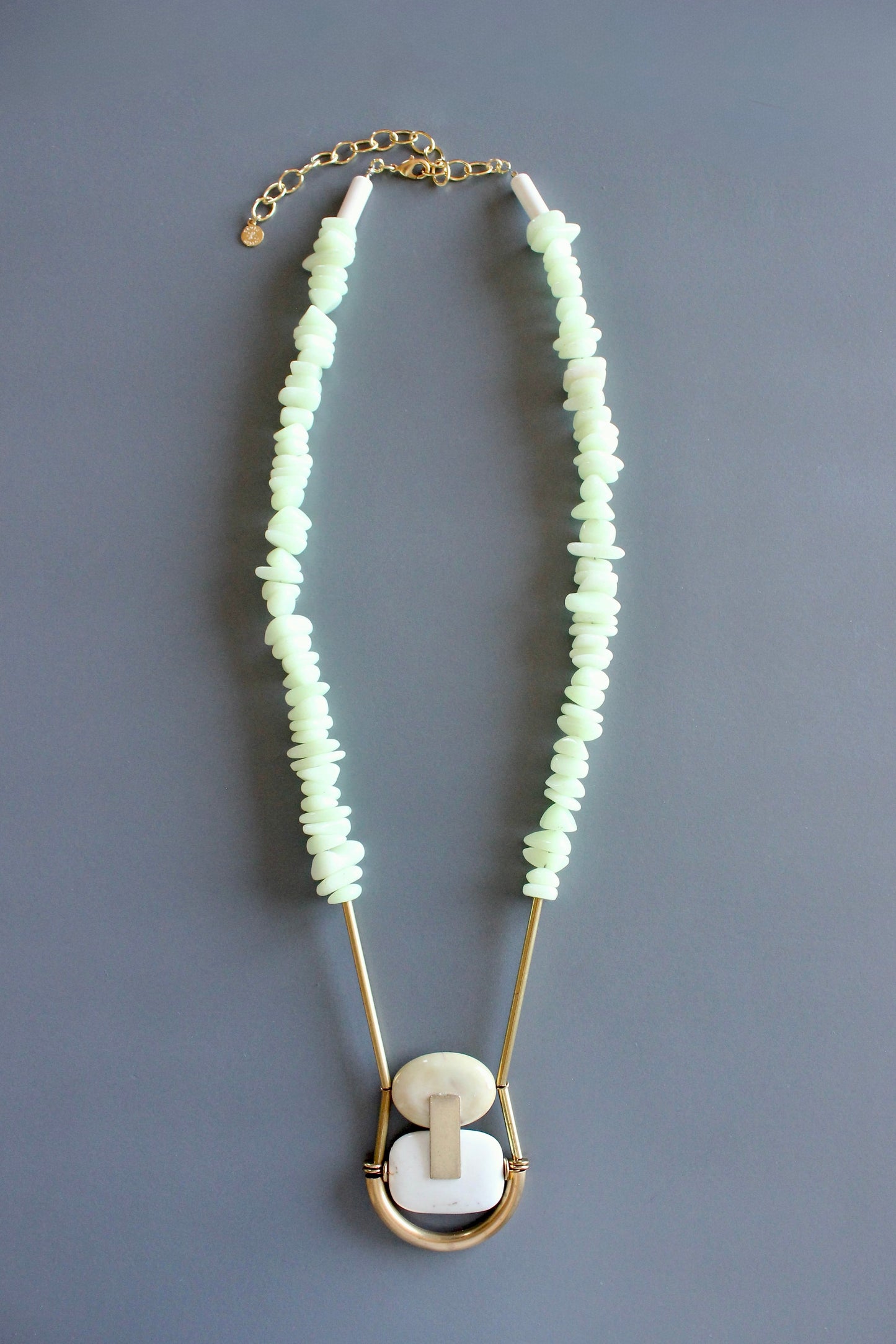 MLN322 Jasper and jade geometric necklace