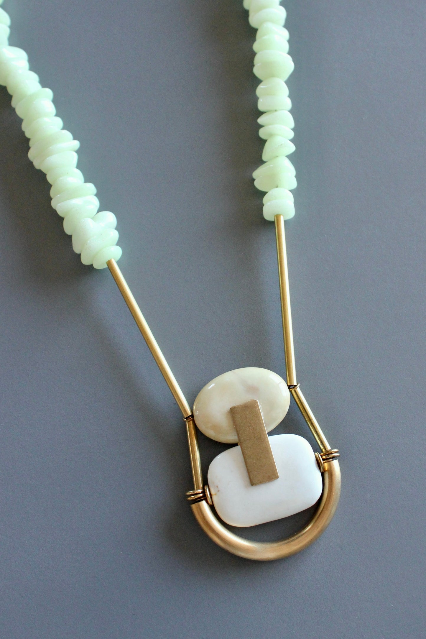 MLN322 Jasper and jade geometric necklace