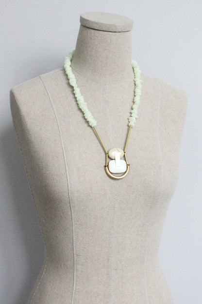 MLN322 Jasper and jade geometric necklace